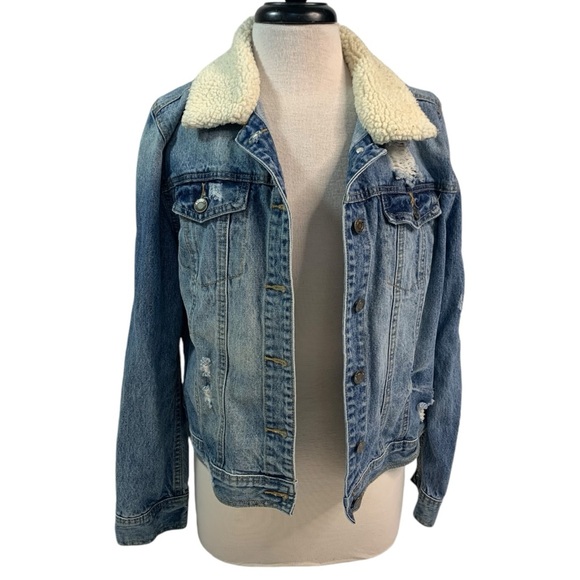 Mossimo Blue Jean Sherpa Collar Jacket - Picture 2 of 8